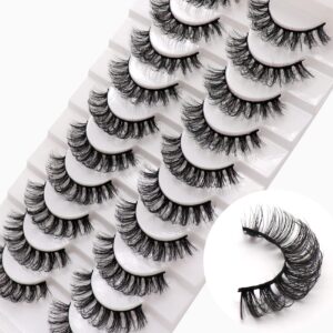 veleasha russian strip lashes dd curl false eyelashes fluffy wispy faux mink lashes 10 pairs pack (d02)