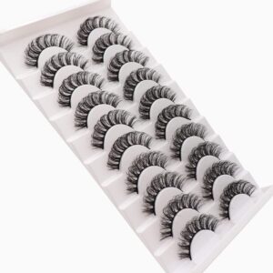 Veleasha Russian Strip Lashes DD Curl False Eyelashes Fluffy Wispy Faux Mink Lashes 10 Pairs Pack (D02)