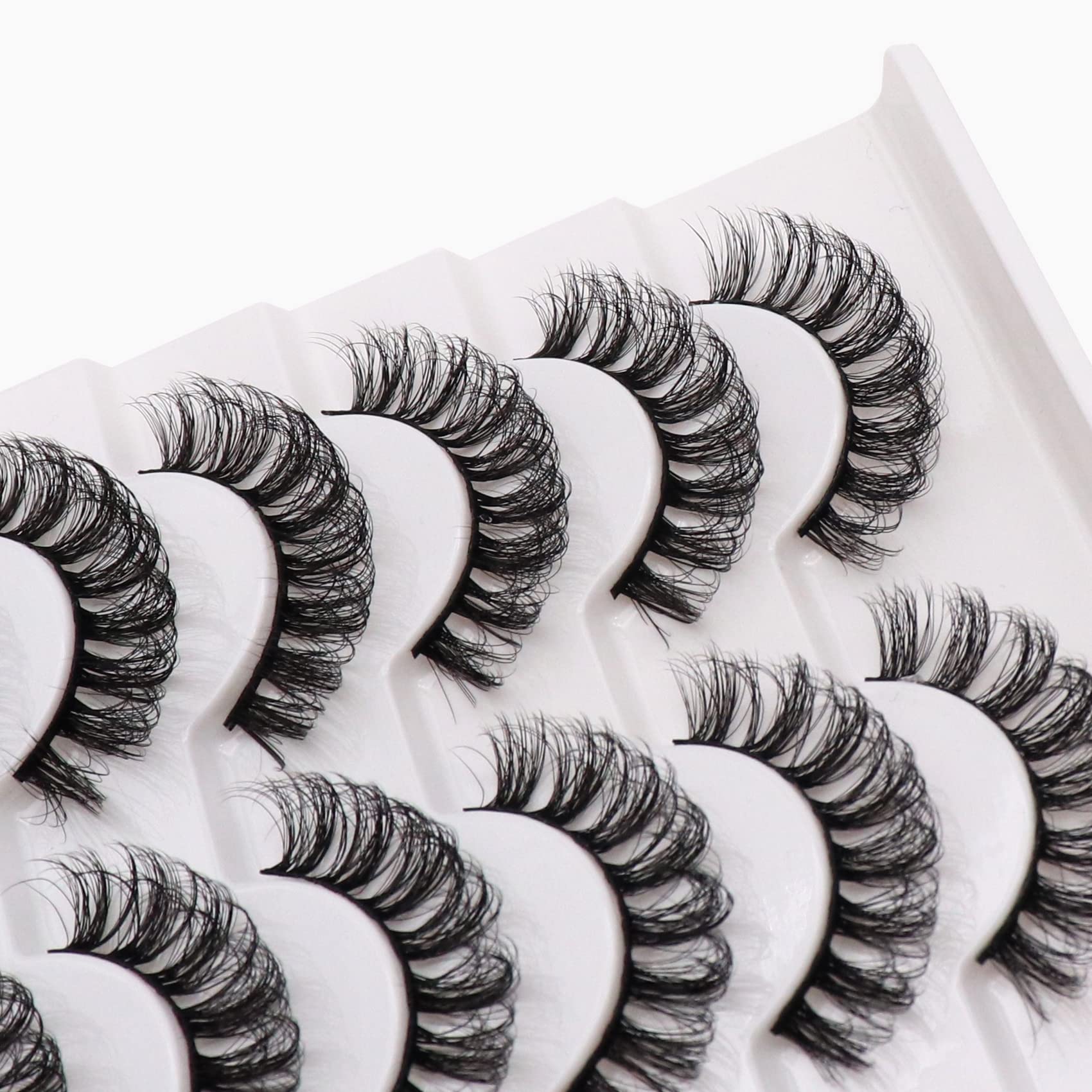 Veleasha Russian Strip Lashes DD Curl False Eyelashes Fluffy Wispy Faux Mink Lashes 10 Pairs Pack (D02)