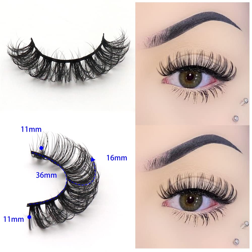 Veleasha Russian Strip Lashes DD Curl False Eyelashes Fluffy Wispy Faux Mink Lashes 10 Pairs Pack (D02)