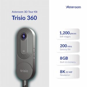 Asteroom 3D Virtual Tour Kit - Trisio 360 Camera with 8K HD Resolution Best for Real Estate Agents and Photographers.