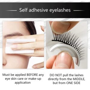 Reusable Self Adhesive Eyelashes No Glue or Eyeliner Needed, Easy To Apply, Stable/Non-slip False Lashes, Natural Look (5 Pairs)