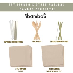 Ibambo 50 Pack Bamboo Cocktail Napkins - 2-Ply Ecofriendly Beverage Napkins - Bar Napkins for Home, Parties - 4.5x4.5 Inch Folded Drink Napkins - Disposable Napkins for Serving Drinks, Small Food