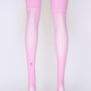 MSemis Woman's Silk Nylon Thigh High Stocking Pantyhose Socks Stay Up Ultra Thin Over The Knee Long Socks Pink One Size