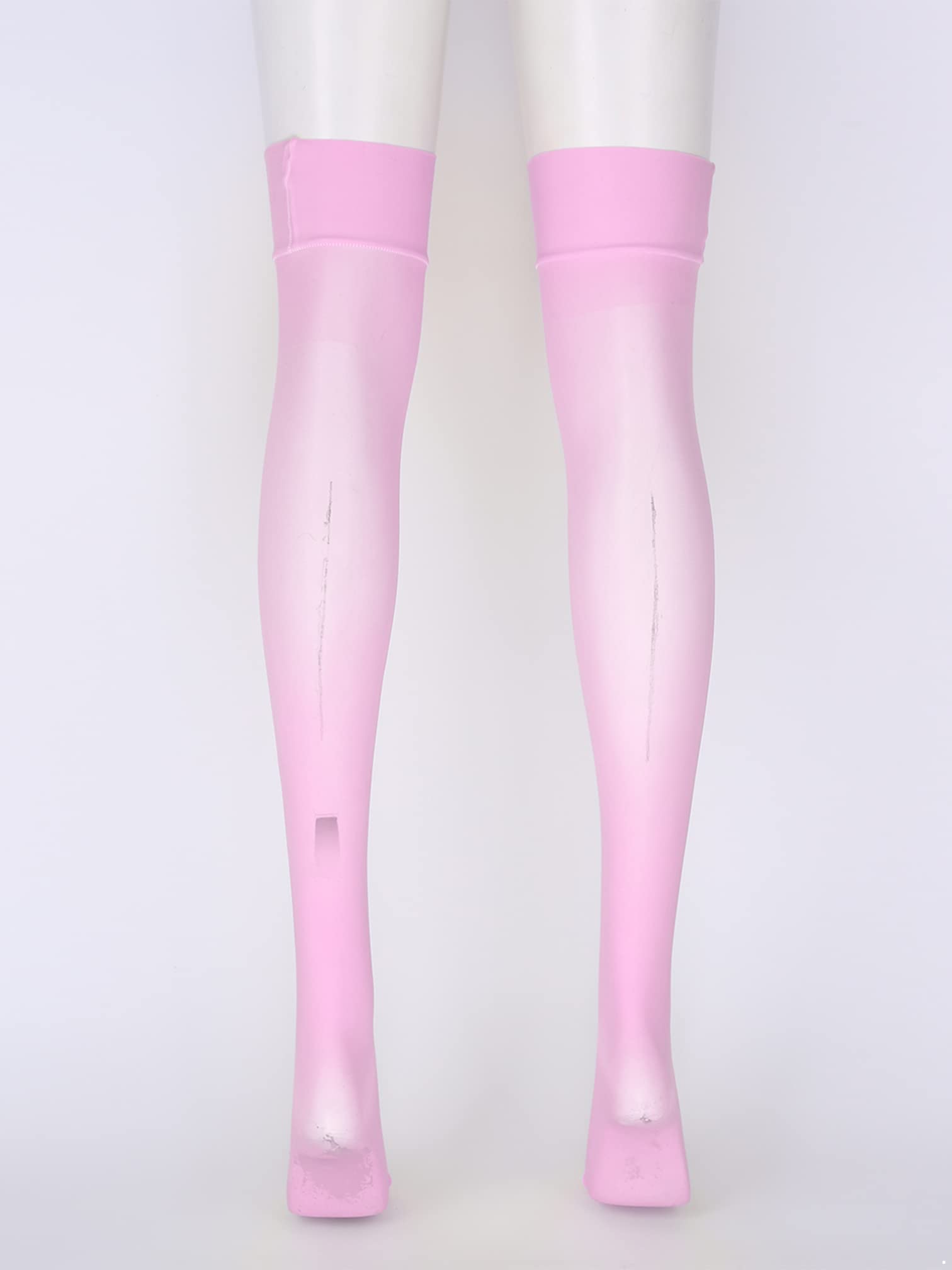 MSemis Woman's Silk Nylon Thigh High Stocking Pantyhose Socks Stay Up Ultra Thin Over The Knee Long Socks Pink One Size