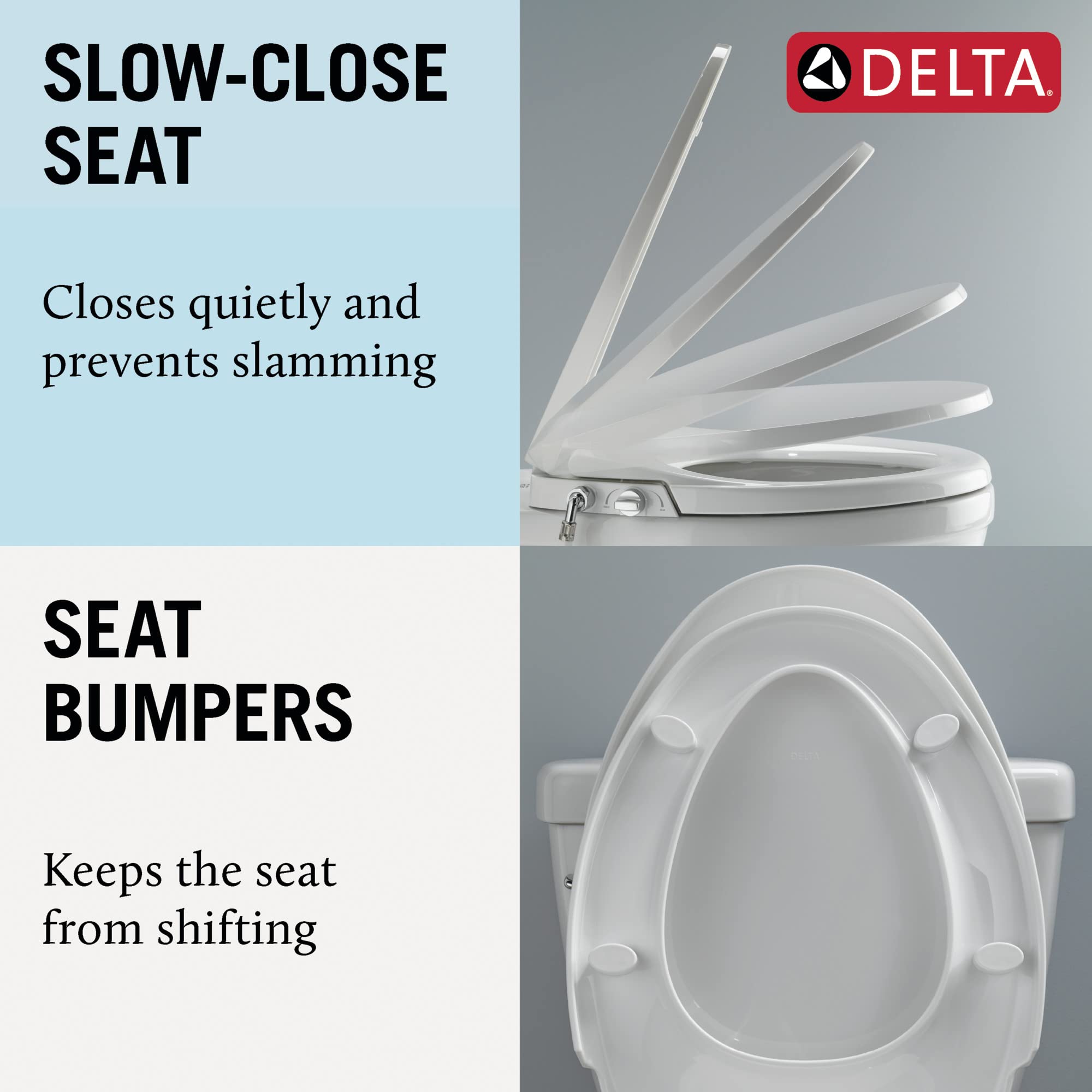 DELTA FAUCET -faucet Refresh Elongated Bidet Toilet Seat, Bidet Attachment for Toilet, Bidet Sprayer, Toilet Water Spray, White 833004-WH