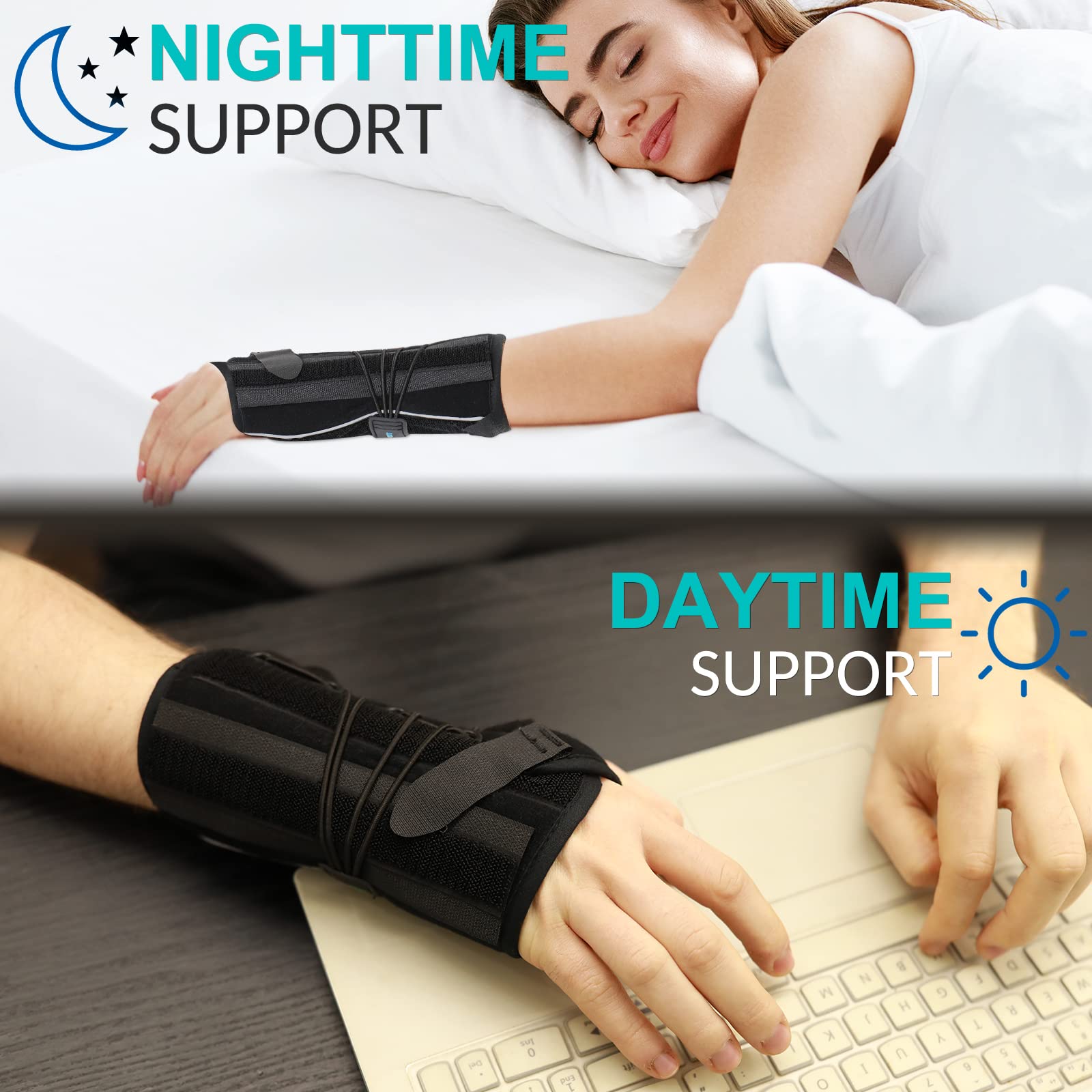 TANDCF bestlife Unisex Universal Wrist Lacer Wrist Brace for Carpal Tunnel Syndrome & De Quervain’s Syndrome,Adjustable Night Wrist Support Brace with Splints Right Hand For Women & Men,Great for Wrist Pain,Sprain,Sports Injuries,Joint Instability,Arthrit