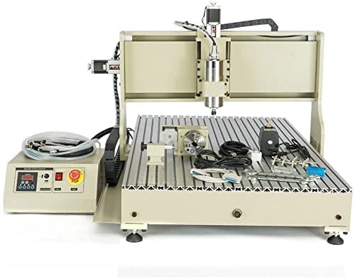 GDAE10 USB 4 Axis CNC 6090 Router Kit MACH3 Control + 2.2kw VFD Water-Cooling Spindle Motor Plastic Acrylic PCB PVC Wood Carving Drilling 3D Milling Engraving Machine with Controller,Handwheel