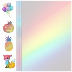 holographic sticker paper, 24 sheets transparent holographic laminate vinyl sheets, clear overlay lamination sticker film self adhesive waterproof with rainbow patterns - 8.5 x 11 inch (laser style)