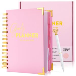 a5 undated daily weekly monthly diary journal planner agenda notebook-make your goals a reality -gratitude & goals 6 month hardcover spiral bound journal