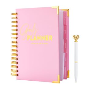 A5 Undated Daily Weekly Monthly Diary Journal Planner Agenda Notebook-Make Your Goals a Reality -Gratitude & Goals 6 Month Hardcover Spiral Bound Journal