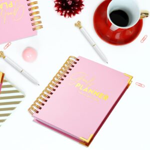 A5 Undated Daily Weekly Monthly Diary Journal Planner Agenda Notebook-Make Your Goals a Reality -Gratitude & Goals 6 Month Hardcover Spiral Bound Journal