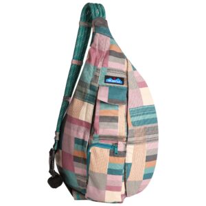 kavu original rope bag sling pack with adjustable rope shoulder strap - grandmas quilt