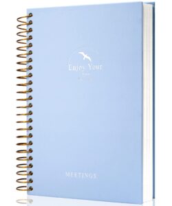 meeting notebook for work with action items 120 sheets meeting planner organizer for office meeting agenda book spiral meeting notes notebook for women men, a5 blue