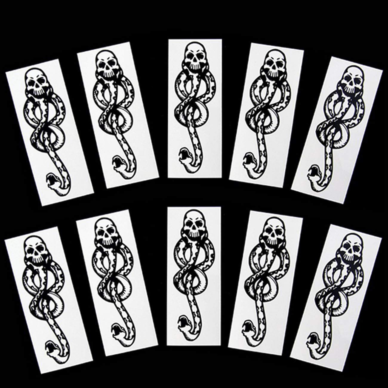 CHASPA 10 Pcs Magic Mantra Snake Skull Dark Mark Death Eater Temporary Halloween Cosplay Tattoo Accessories