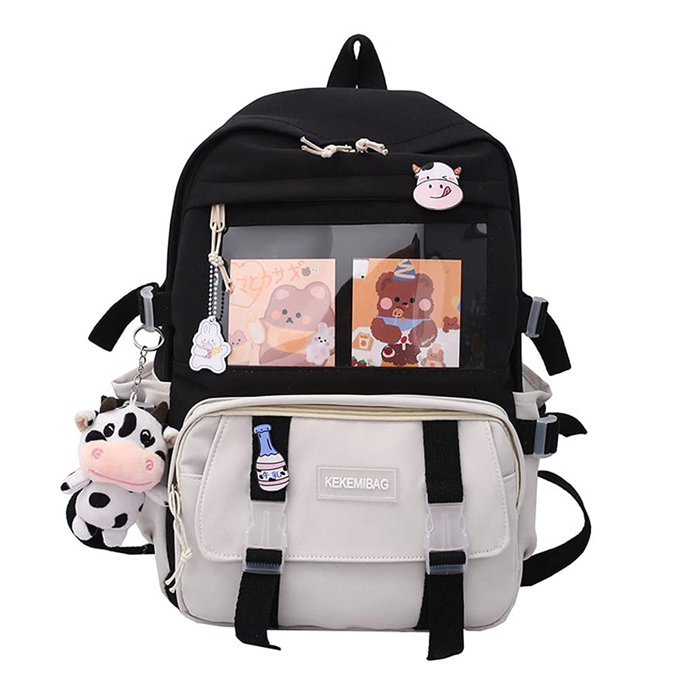 JQWSVE Kawaii Backpack with Kawaii Pins and Accessories Cute Backpack Aesthetic Backpack Women Lightweight Travel Rucksack