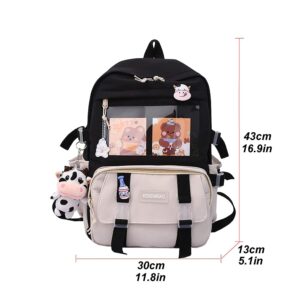 JQWSVE Kawaii Backpack with Kawaii Pins and Accessories Cute Backpack Aesthetic Backpack Women Lightweight Travel Rucksack