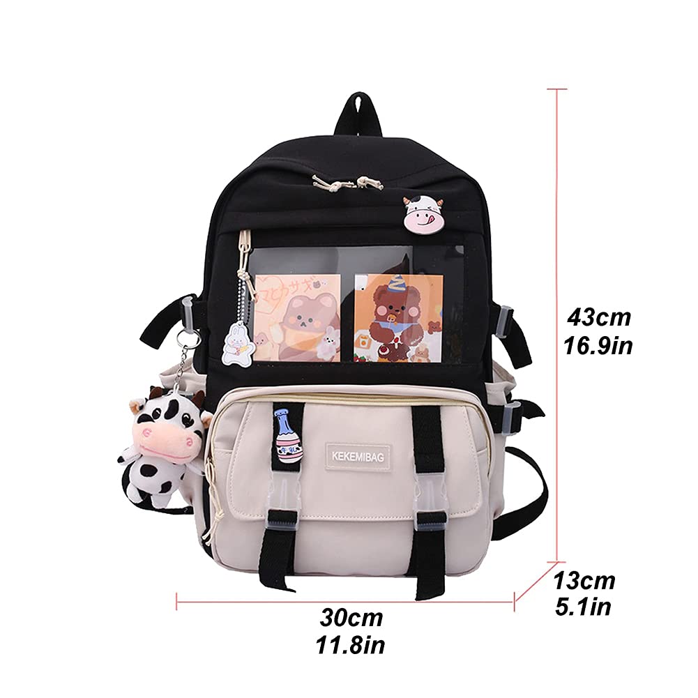 JQWSVE Kawaii Backpack with Kawaii Pins and Accessories Cute Backpack Aesthetic Backpack Women Lightweight Travel Rucksack