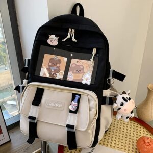 JQWSVE Kawaii Backpack with Kawaii Pins and Accessories Cute Backpack Aesthetic Backpack Women Lightweight Travel Rucksack