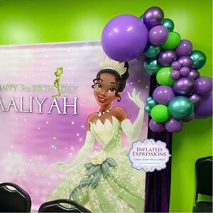 111 pcs Tiana Princess Balloons Arch Garland Party Decoration Frog Balloon Party Supplies for Princess Favor Theme Birthday Party Decorations