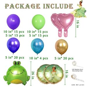 111 pcs Tiana Princess Balloons Arch Garland Party Decoration Frog Balloon Party Supplies for Princess Favor Theme Birthday Party Decorations