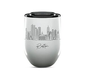 boston massachusetts gifts and souvenirs - 12 oz insulated wine tumbler with lid - boston college graduation gifts - unique drinkware - usa long distance gifts for her & homesick student gifts