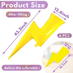 Set of 6 Yellow Lightning Bolt Foil Party Balloons 45 Inch Yellow Flash Balloons for Party Foil Lightning Bolt Shape Balloons Foil Bolt Birthday Party Supplies for Birthday Wedding Decoration