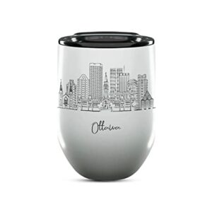 Ottawa Ontario Gifts and Souvenirs - 12 Oz Insulated Wine Tumbler with Lid - Ottawa College Graduation Gifts - Unique Drinkware - Canada Long Distance Gifts for Her & Homesick Student Gifts