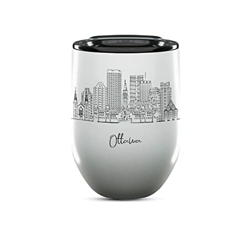 Ottawa Ontario Gifts and Souvenirs - 12 Oz Insulated Wine Tumbler with Lid - Ottawa College Graduation Gifts - Unique Drinkware - Canada Long Distance Gifts for Her & Homesick Student Gifts