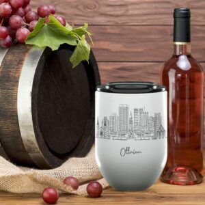 Ottawa Ontario Gifts and Souvenirs - 12 Oz Insulated Wine Tumbler with Lid - Ottawa College Graduation Gifts - Unique Drinkware - Canada Long Distance Gifts for Her & Homesick Student Gifts