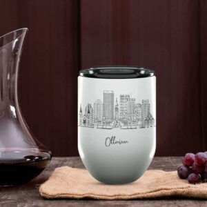 Ottawa Ontario Gifts and Souvenirs - 12 Oz Insulated Wine Tumbler with Lid - Ottawa College Graduation Gifts - Unique Drinkware - Canada Long Distance Gifts for Her & Homesick Student Gifts