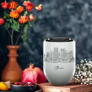 Ottawa Ontario Gifts and Souvenirs - 12 Oz Insulated Wine Tumbler with Lid - Ottawa College Graduation Gifts - Unique Drinkware - Canada Long Distance Gifts for Her & Homesick Student Gifts