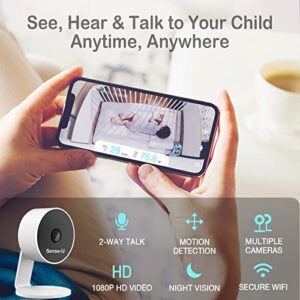 Sense-U Smart Baby Monitor 3 Long Range+Camera(FSA/HSA Approved) - Tracks Abdominal Movement, Rollover, Temperature, Video, Audio, Motion, Cry, with Real-time Alerts(Green)