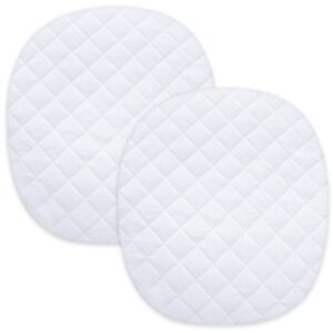 100% Viscose Made from Bamboo Bassinet Mattress Protector, Viscose Made from Bamboo, Quilted Mattress Cover and 100% Jersey Knit Cotton Bassinet Sheets for Graco Pack ‘n-Play Dome LX Bassinet