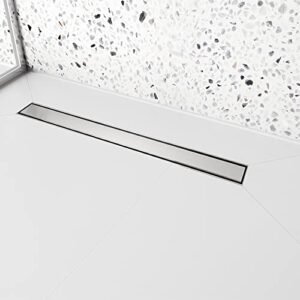 24 inch linear shower drain with removable square hole panel by using brushed 304 stainless steel process, linear drain equipped with adjustable feet and hair strainer