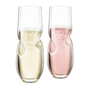 final touch bubbles stemless champagne/sparkling wine glasses - set of 2-8 oz (236 ml)
