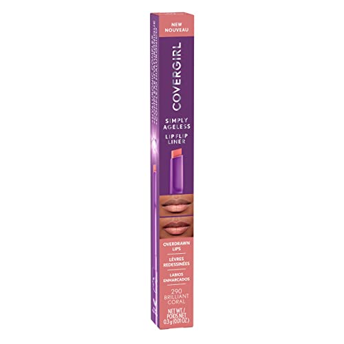 COVERGIRL Simply Ageless Lip Flip Liner, Brilliant Coral, Pack of 1