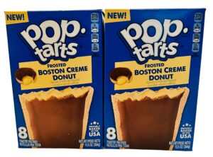 boston creme donut frosted pop tarts, two 13.5oz boxes (8 toaster pastries in each box for a total of 16) 8 count (pack of 2)