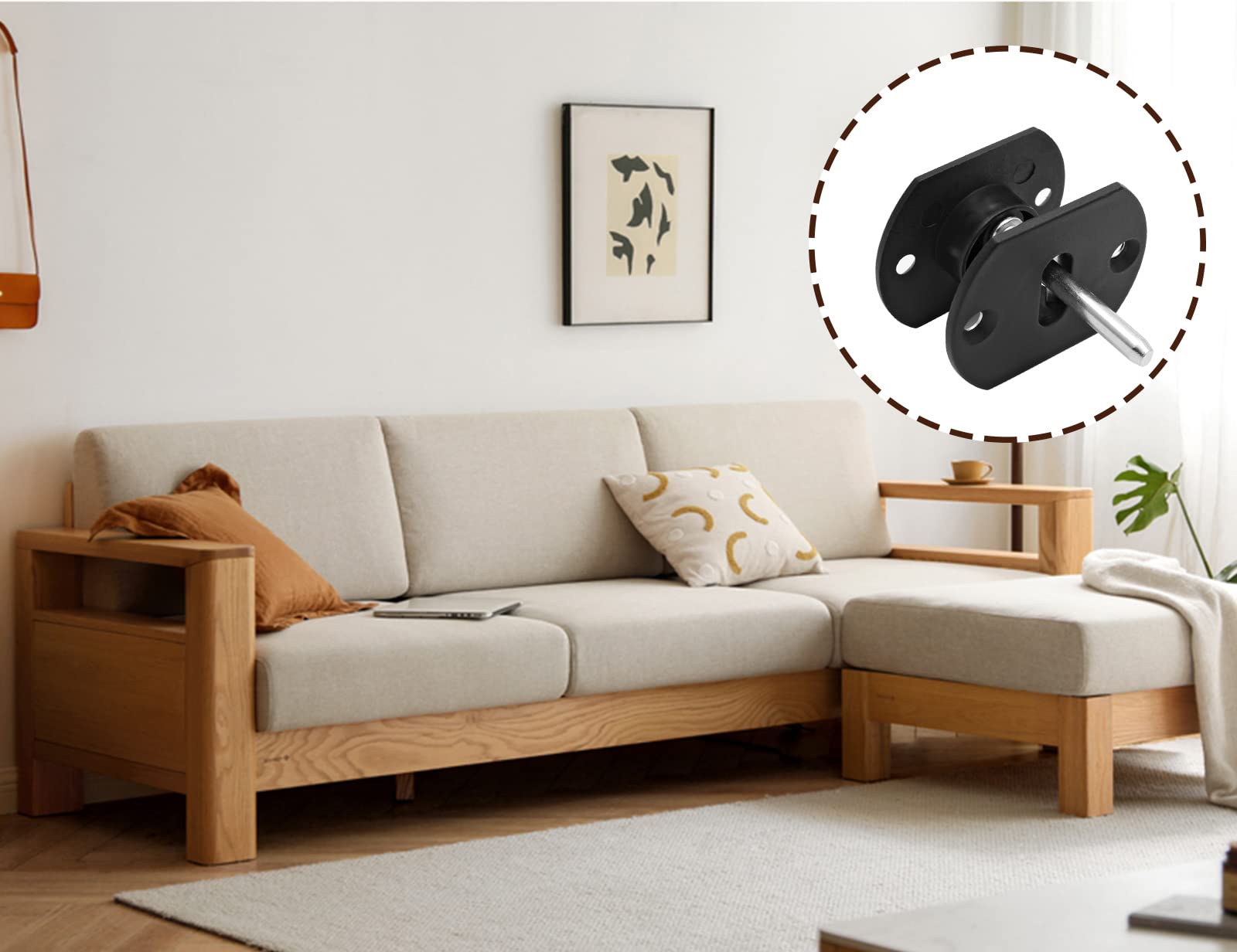 Cionyce 4 Pcs Sectional Couch Connectors, Pin Style Furniture Connector Sectional Sofa Connector Bracket(Black)