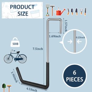 6 Pack Heavy Duty Rafter Hooks for Hanging Vinyl Coated Large S Hooks for Hanging Ladder Bike Hangers Garage Storage Organizer Black