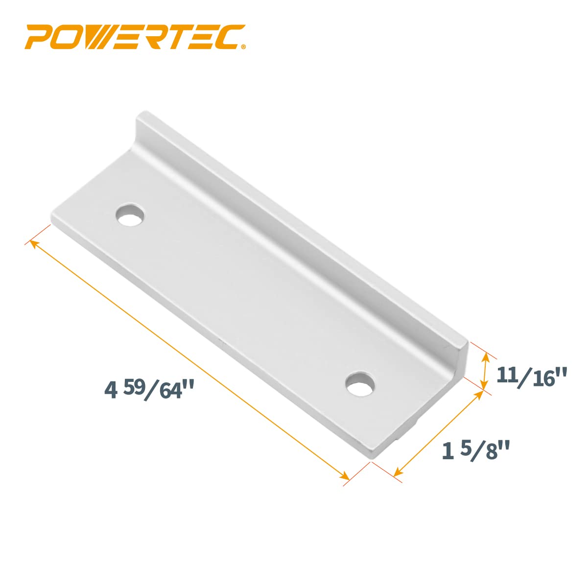 POWERTEC 71696 4-59/64" Universal Long Stop Kit, T Track Stop Block for T-Track Woodworking, Sanding, and Routing, 2PK