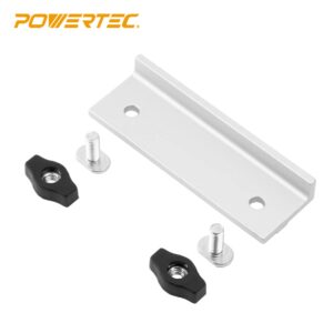 POWERTEC 71696 4-59/64" Universal Long Stop Kit, T Track Stop Block for T-Track Woodworking, Sanding, and Routing, 2PK