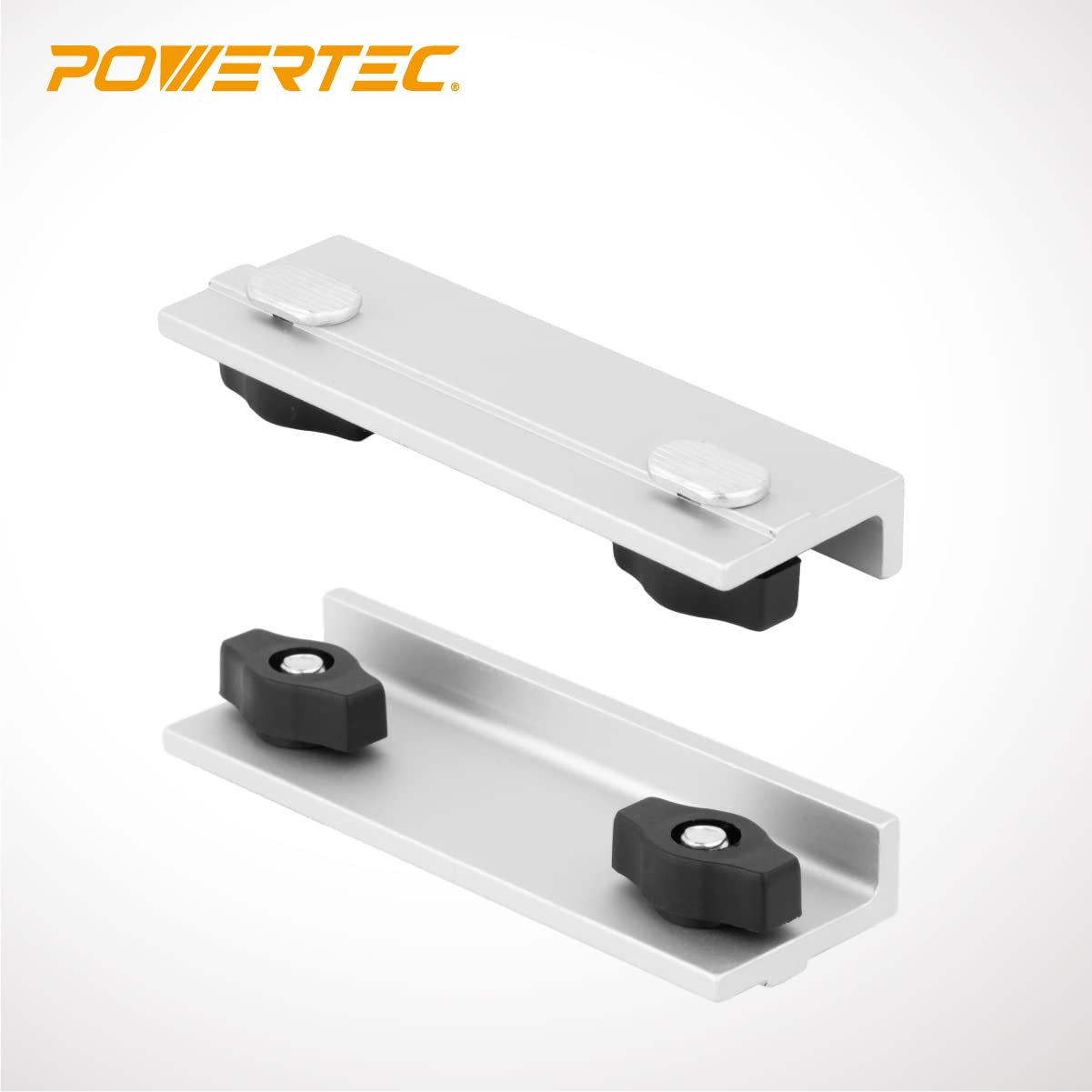 POWERTEC 71696 4-59/64" Universal Long Stop Kit, T Track Stop Block for T-Track Woodworking, Sanding, and Routing, 2PK