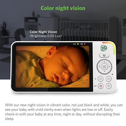 LeapFrog LF915HD Baby Monitor, 5” 720p Screen, 360° Pan & Tilt with 8X Zoom Camera, Color Night Vision, Night Light, Two-Way Intercom, Secure Transmission No WiFi