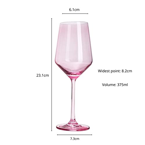 Pink Colored Wine Glass Set, 14 oz Glasses Set of 6, Birthday Gift, Wife, Girlfriend, Mom, Blush Colored Tall Stemmed, Water Glass, Color Tumbler, Pretty Viral Beautiful Glassware - Blushed Pink