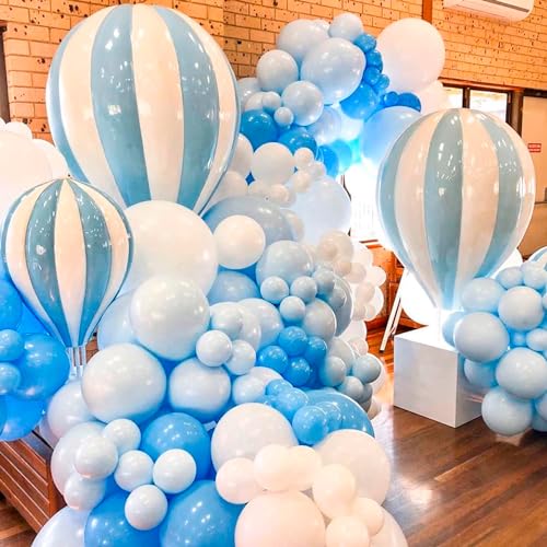 JOYYPOP Blue Balloons 110 Pcs Pastel Balloon Garland Different Sizes 5 10 12 18 Inch Light Blue Balloons for Baby Shower Wedding Party Decorations