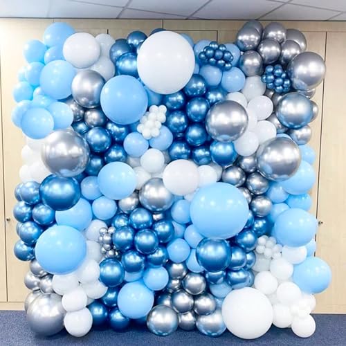 JOYYPOP Blue Balloons 110 Pcs Pastel Balloon Garland Different Sizes 5 10 12 18 Inch Light Blue Balloons for Baby Shower Wedding Party Decorations