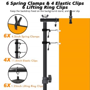 Backdrop Stand, Photo Video Studio 6.5 x10ft Adjustable Support Portable Backdrop Stand Heavy Duty for Photoshoot, Parties, Projector Screen with 2 Water Bag, 6 Backdrop Clips,6 Curtain Ring Clip