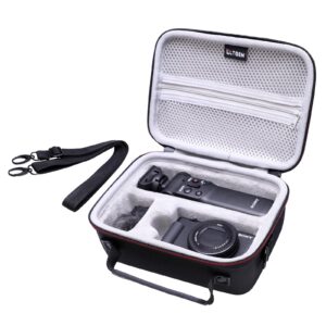 hard case for sony zv-1f / zv-1 / zv-1 ii digital camera with shoulder strap by ltgem, fits vlogger accessory kit tripod and microphone - travel protective carrying storage bag(black+grey)