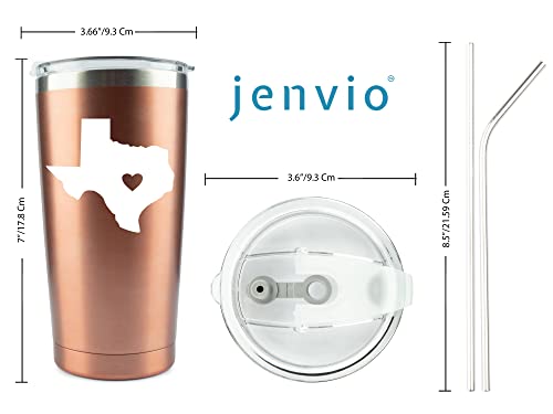 JENVIO Texas Gifts | Stainless Steel Travel Tumbler | with 2 Lids 2 Straws and Gift Box | Themed State Decor for Women Husband Sister Girlfriend Valentine's Day Gift (20 Ounce Rose Gold)